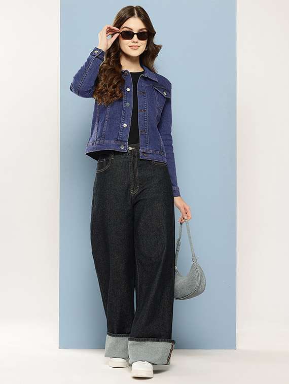 women solid long sleeve denim jacket - 22280352 -  Standard Image - 5