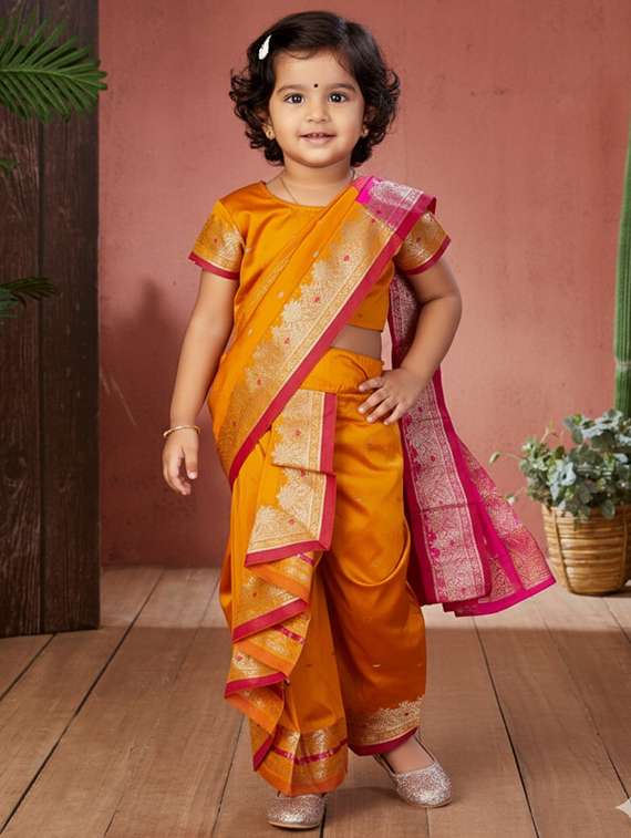 girls self designed ready to wear nauvari saree