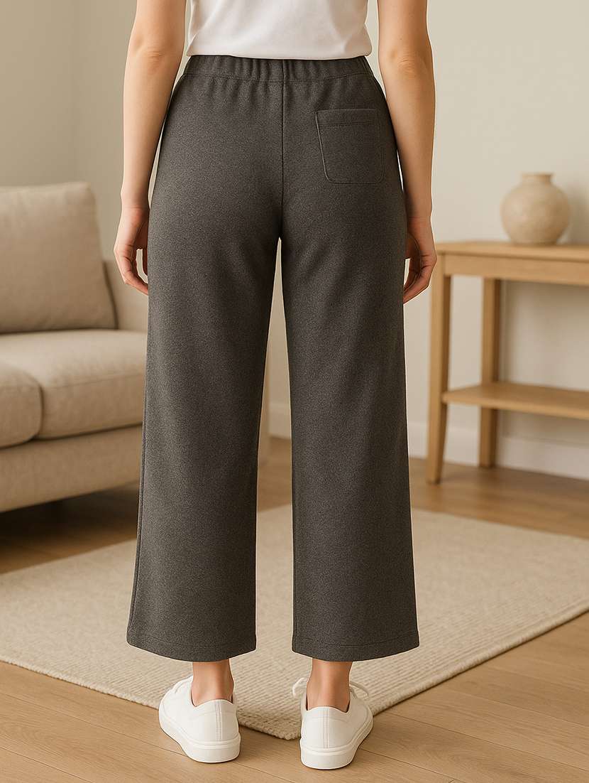 women solid mid rise track pant - 22280394 -  Standard Image - 3