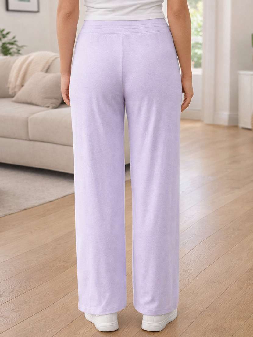 women solid high rise regular track pant - 22280402 -  Standard Image - 3