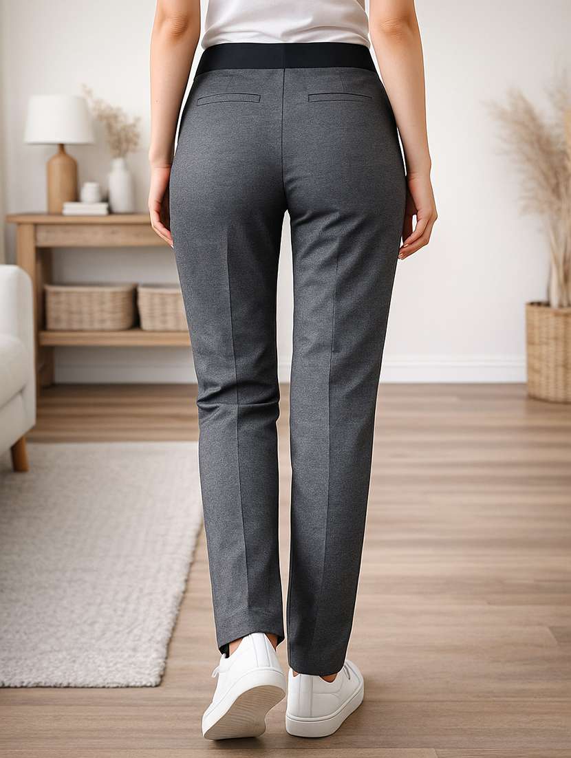 women solid high rise cigarette pants - 22280406 -  Standard Image - 3