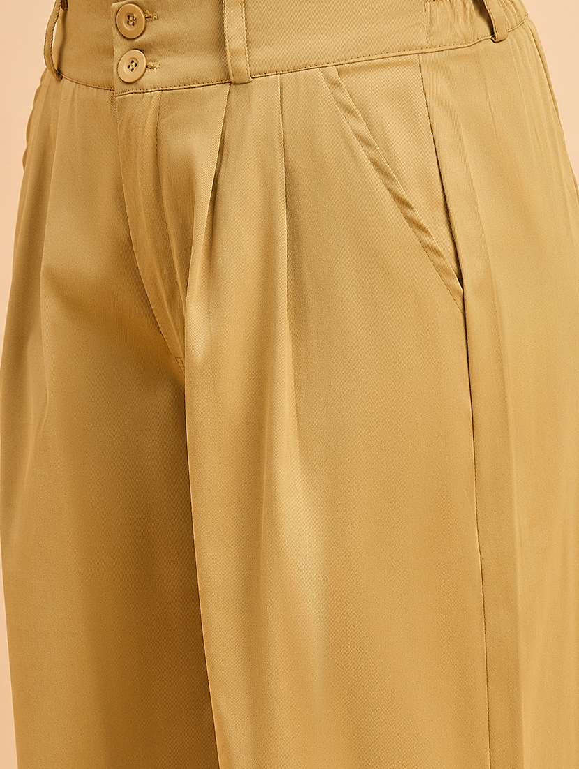 women solid high rise straight trouser - 22280408 -  Standard Image - 5