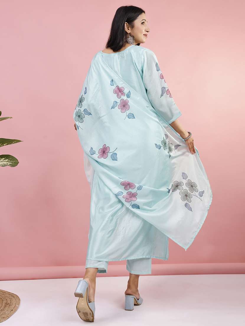 women floral three quarter sleeve kurta pant with dupatta set - 22280441 -  Standard Image - 5