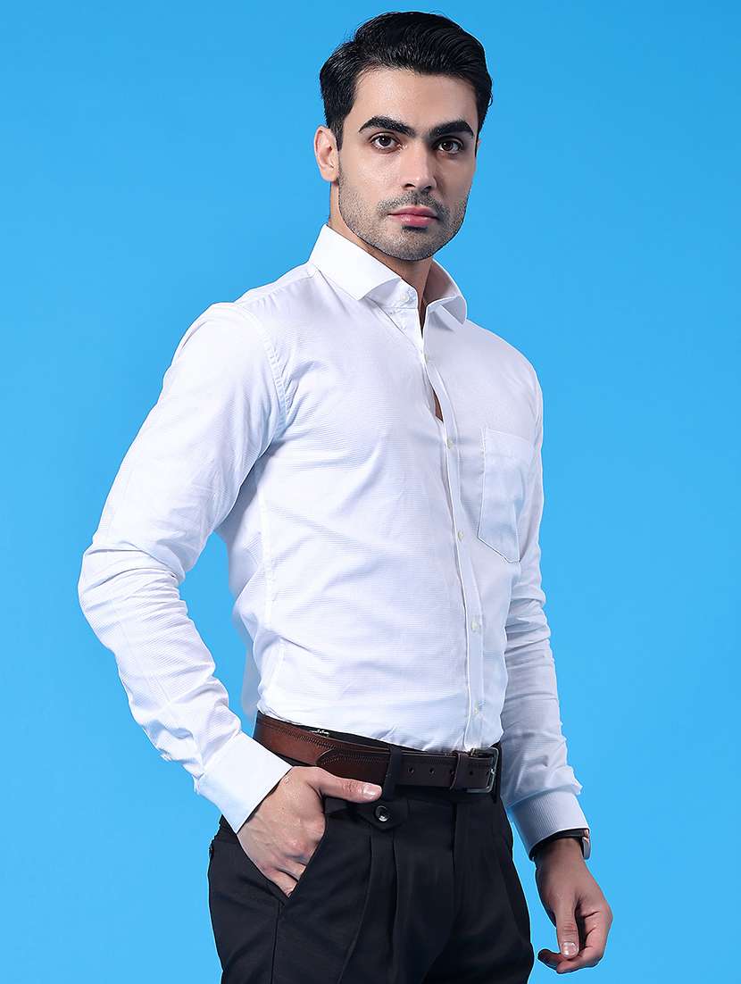 men solid long sleeve slim fit formal shirt - 22280484 -  Standard Image - 3