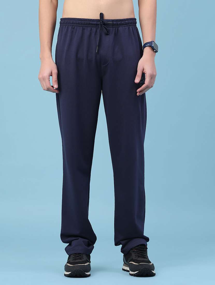 men solid mid rise full length track pant