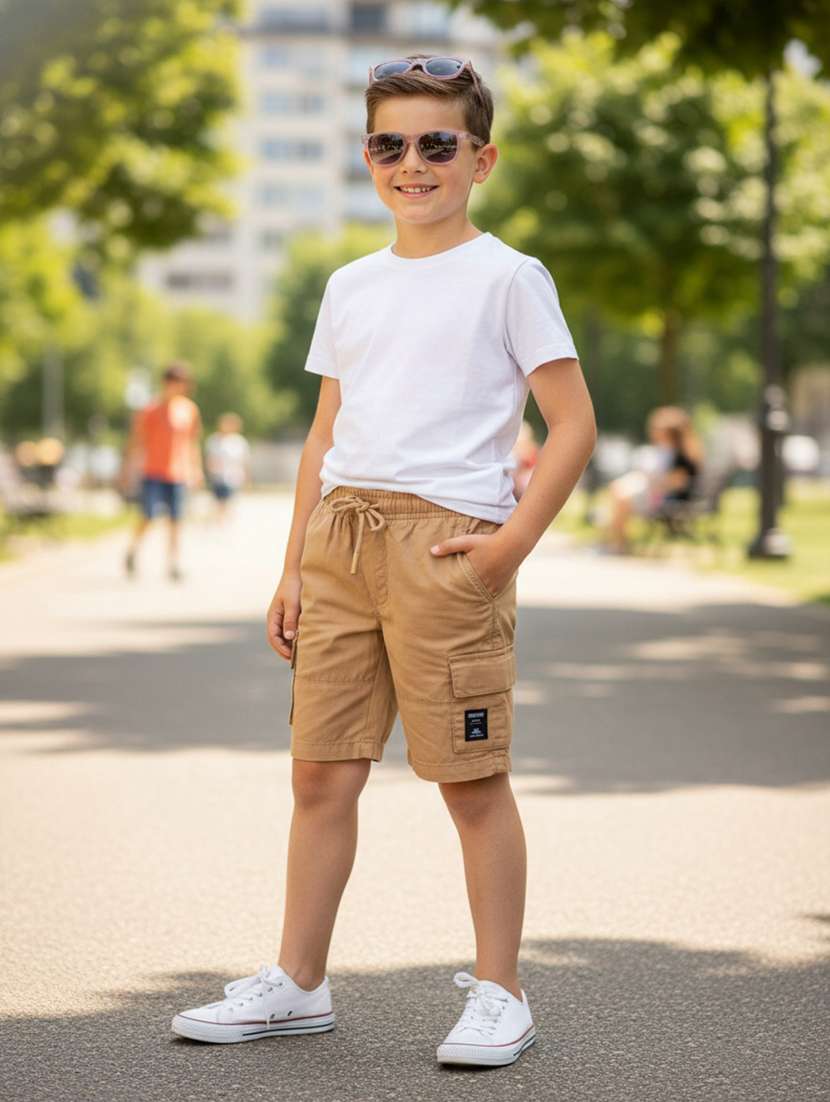 boys solid mid rise regular fit shorts