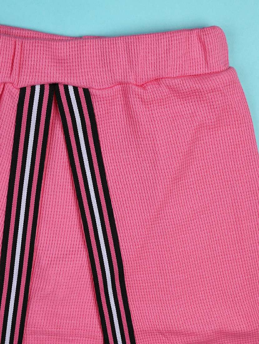 girls solid t-shirt and shorts co-ord set - 22280595 -  Standard Image - 3