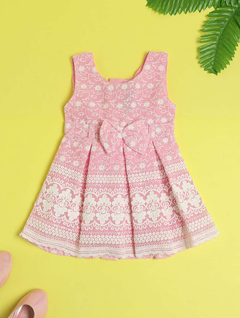 girls embroidered sleeveless fit & flare dress