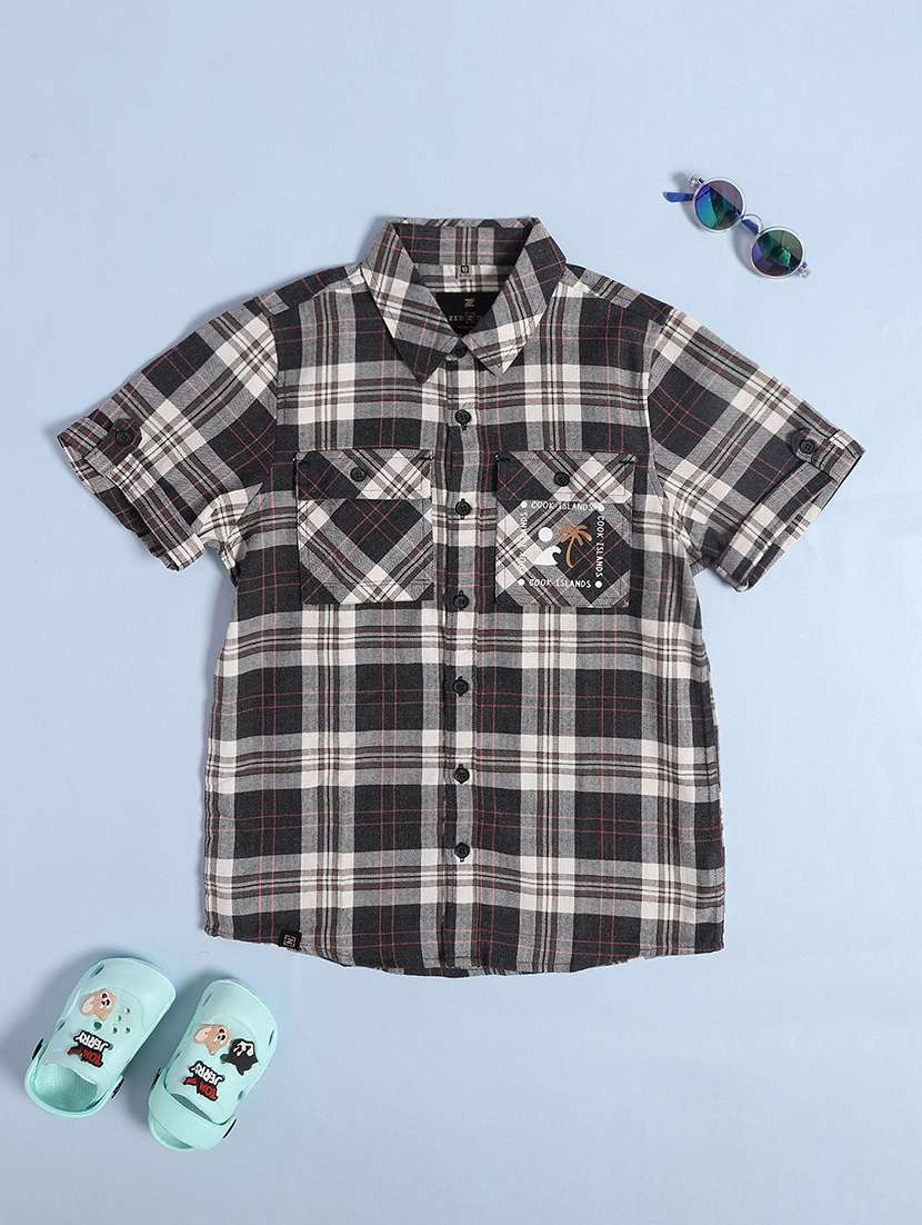boys printed collared short sleeve shirt