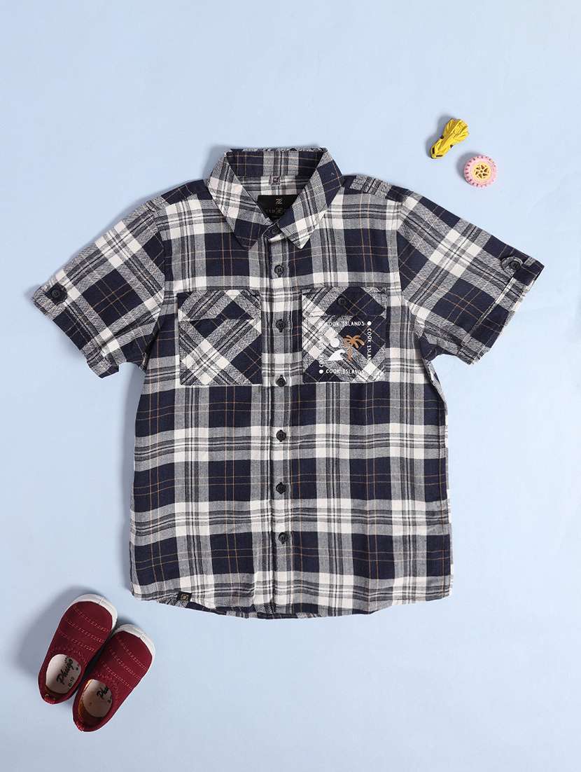 boys printed collared short sleeve shirt
