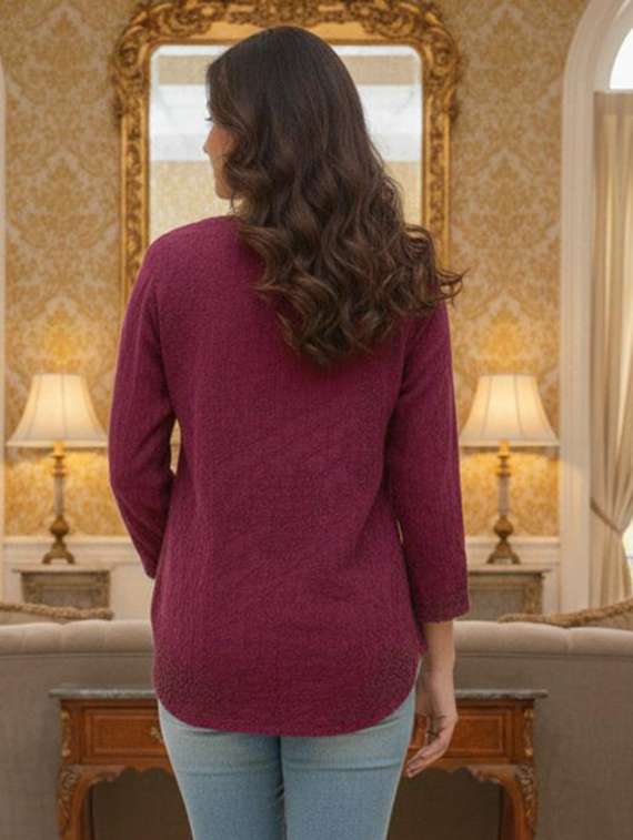 women embroidered three quarter sleeve kurti - 22280747 -  Standard Image - 3