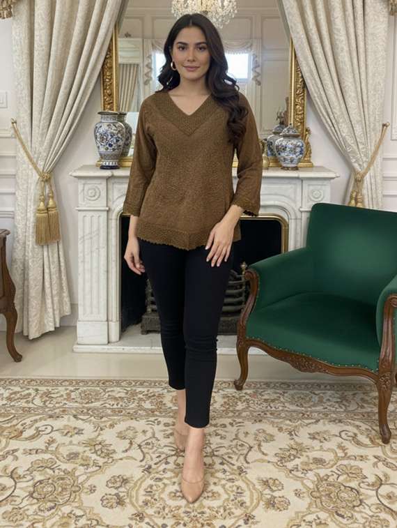 women embroidered three quarter sleeve short kurti - 22280748 -  Standard Image - 5