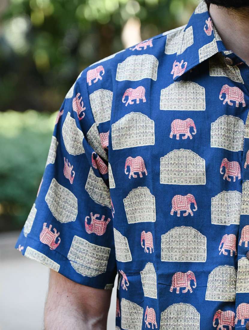 men printed collared short sleeve casual shirt - 22280773 -  Standard Image - 5