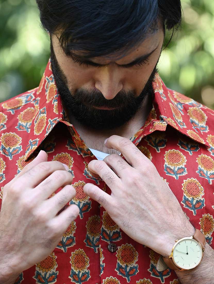 men printed collared short sleeve casual shirt - 22280776 -  Standard Image - 3