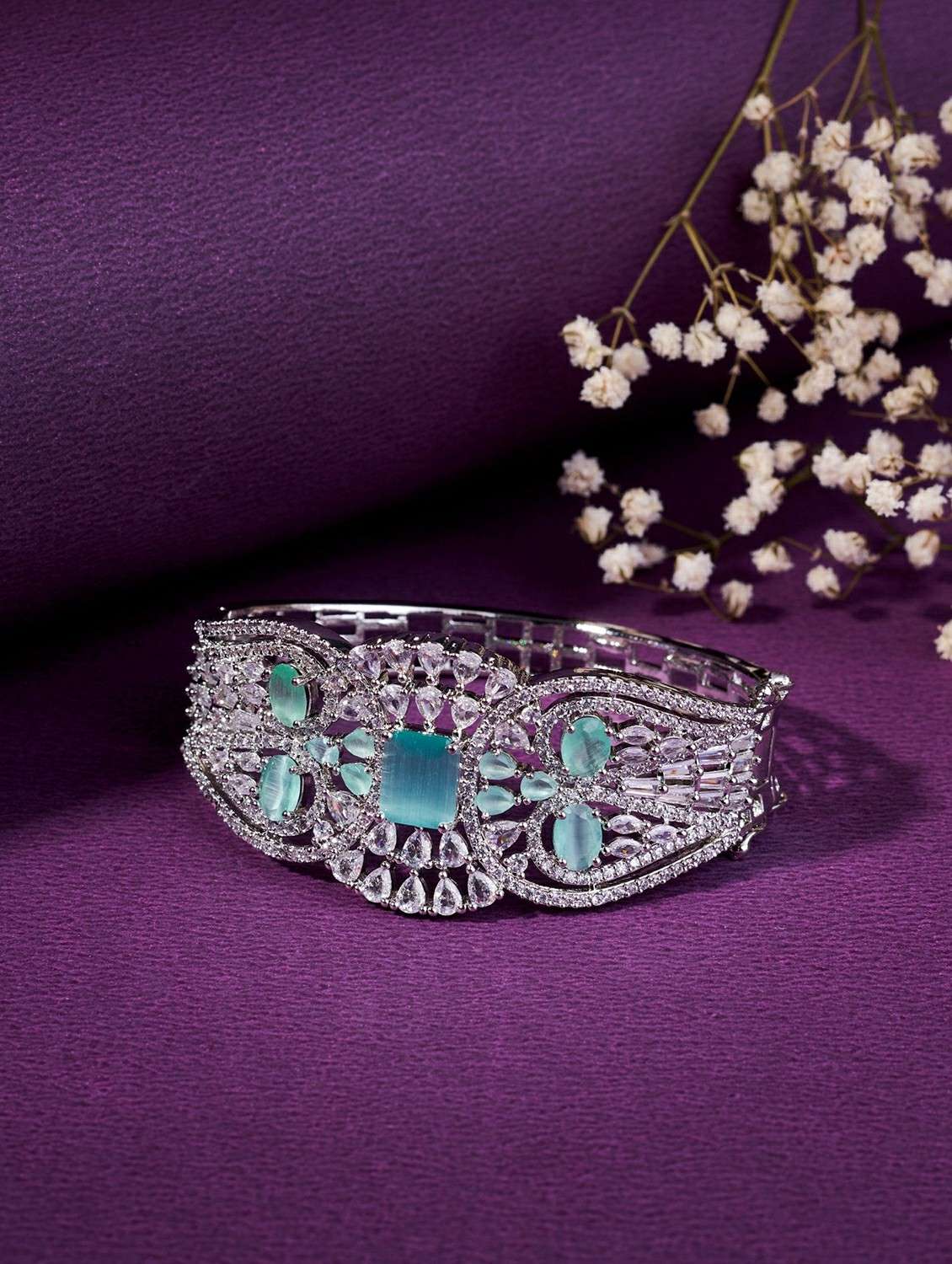 opal touch rhodium plated bracelet