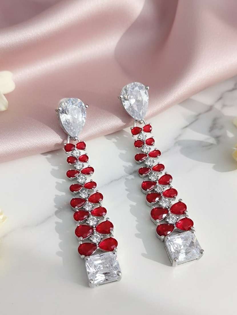 women multi colored brass drop earring