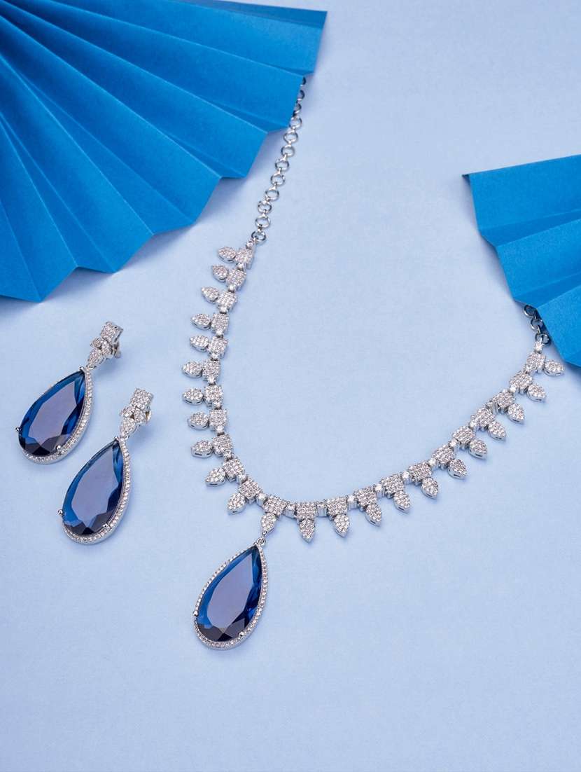 women stone studded necklace set with earring