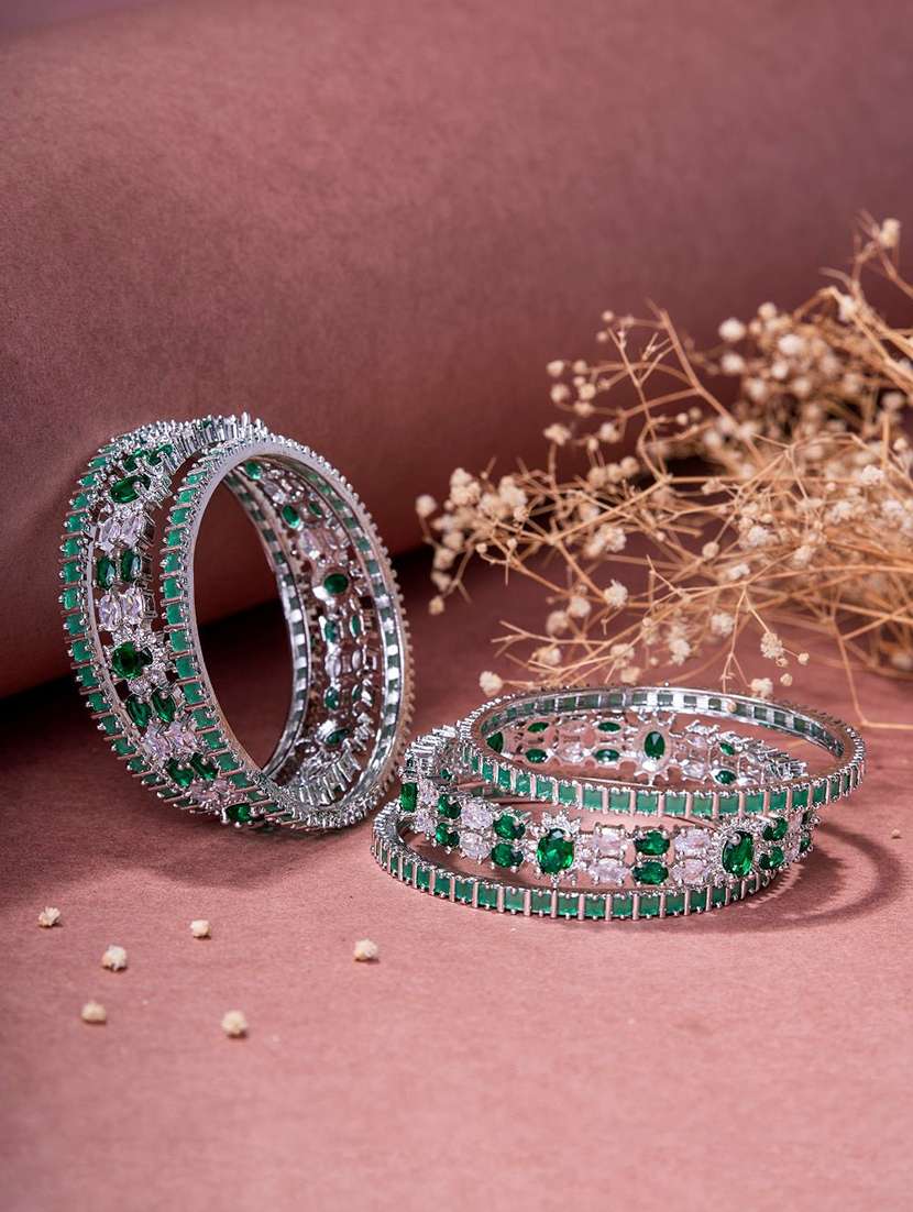  opal touch rhodium plated made of brass bangles