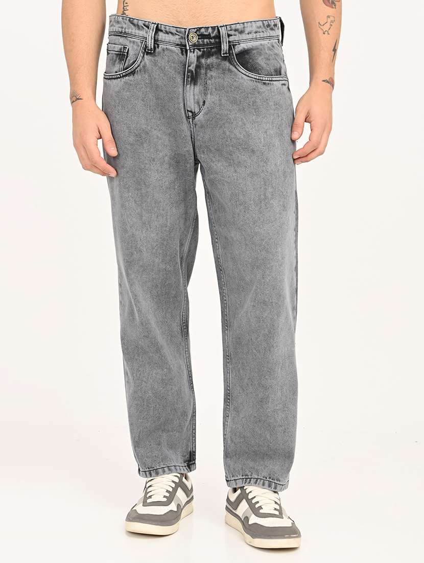 men plain mid rise relaxed fit jeans