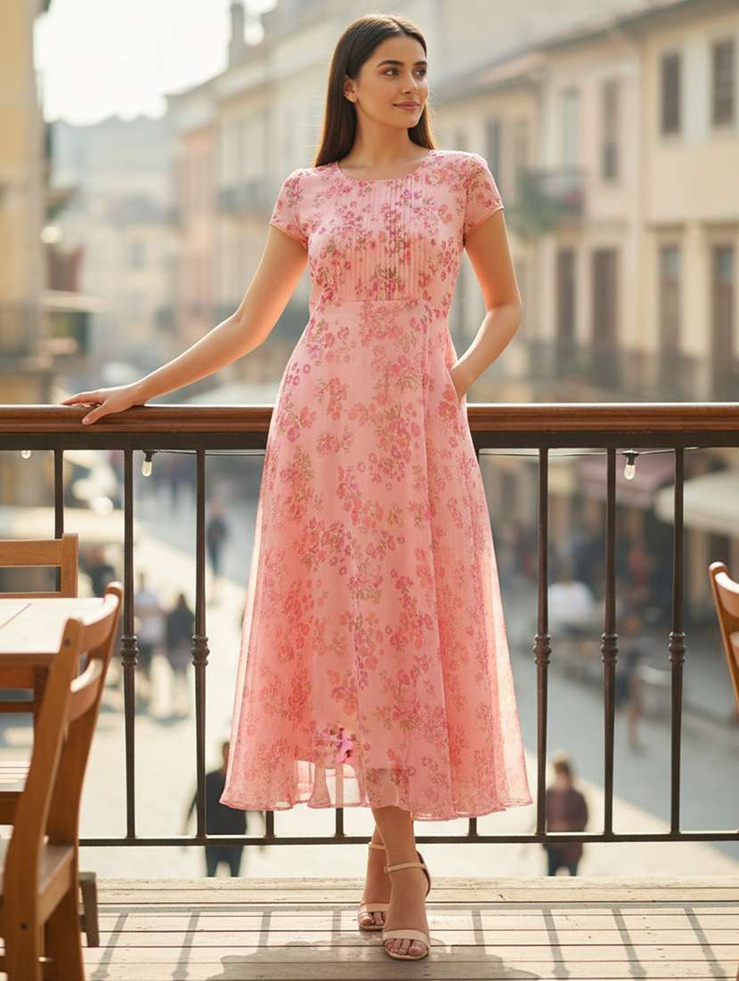 women floral print short sleeve fit & flare dress - 22280954 -  Standard Image - 3