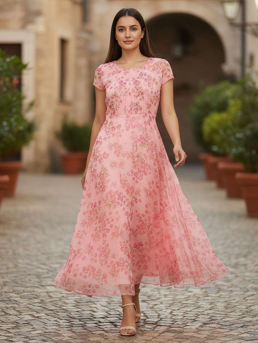 women floral print short sleeve fit & flare dress - 22280954 -  Standard Image - 5