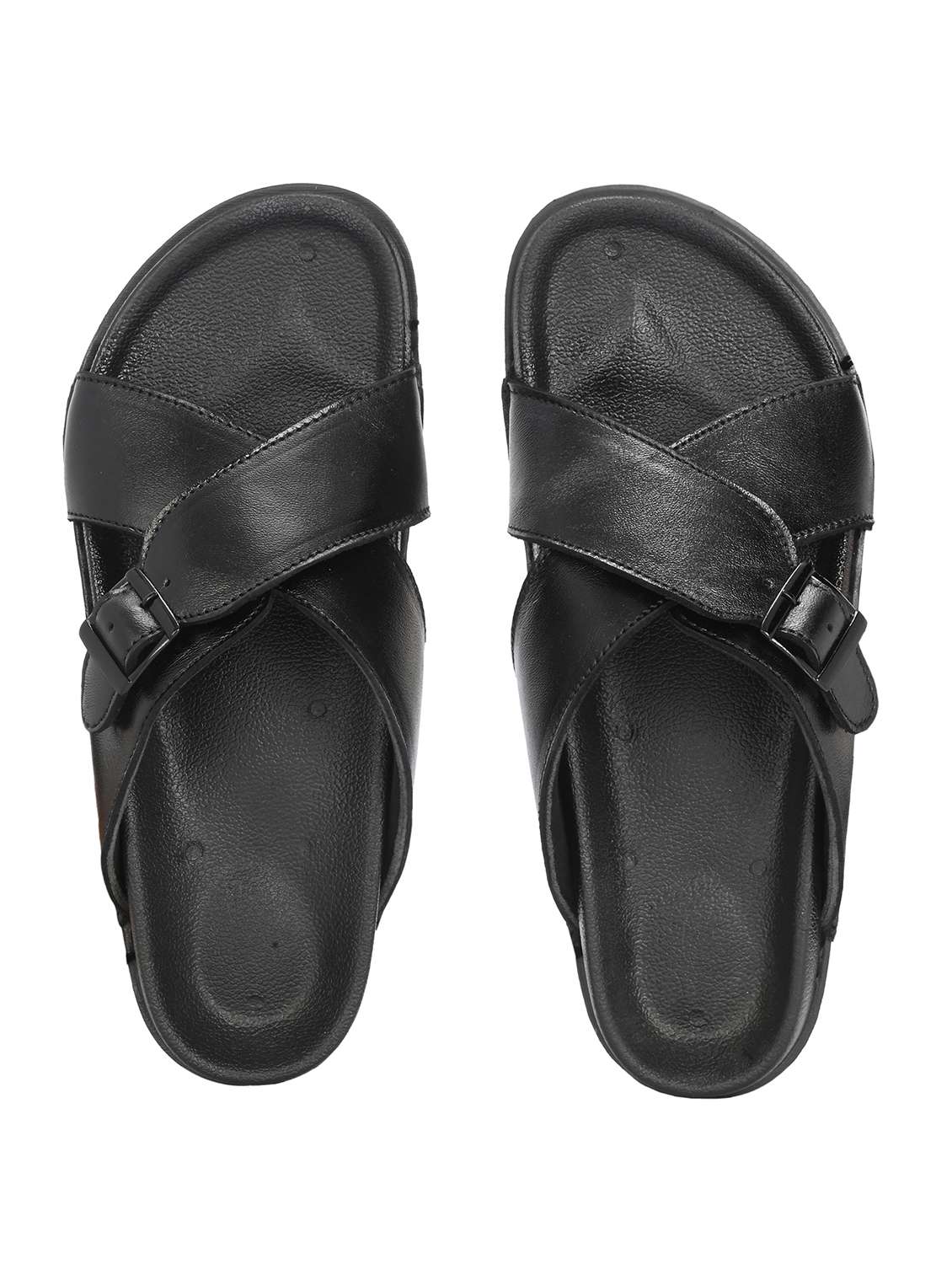 men black leather slip on slipper - 22280963 -  Standard Image - 3