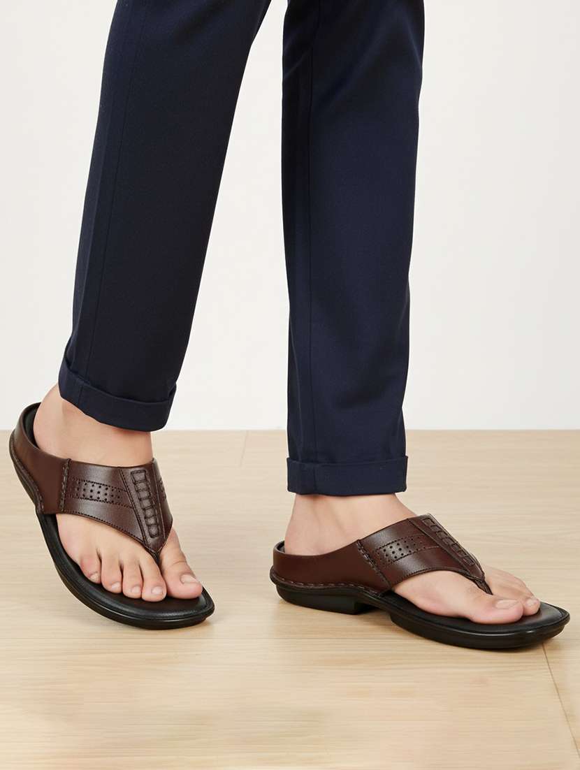 mnen brown slip on slipper