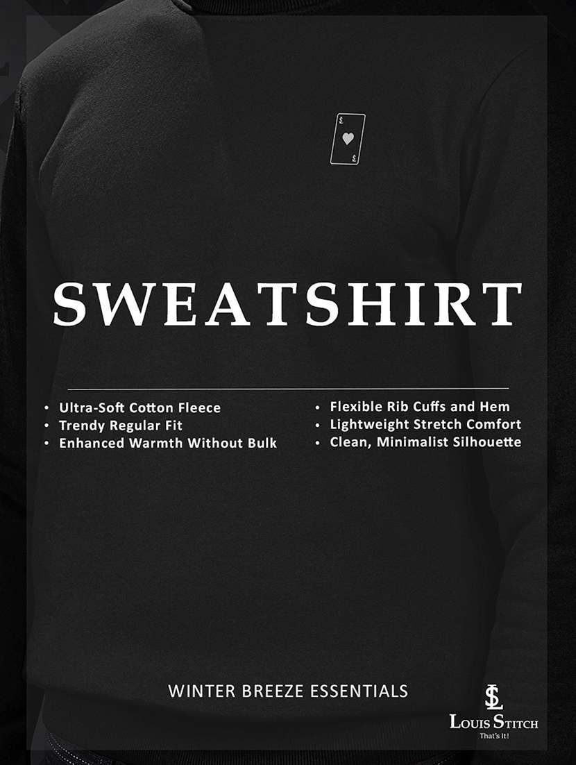 men solid crew neck long sleeve sweatshirt - 22281007 -  Standard Image - 3