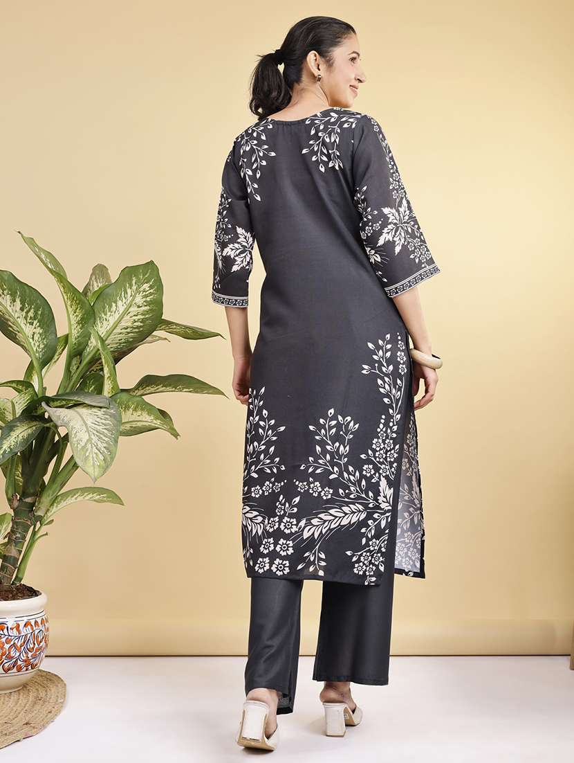 women printed three quarter sleeve kurta pant set - 22281014 -  Standard Image - 5