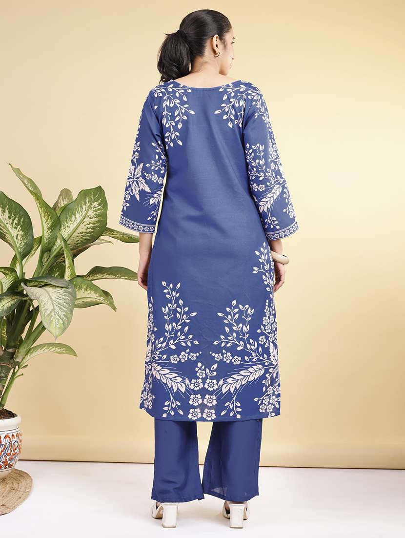 women printed three quarter sleeve kurta pant set - 22281015 -  Standard Image - 5