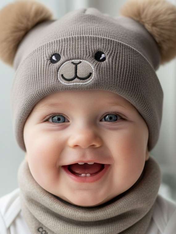 kids woolen cap with neck scarf set - 22281132 -  Standard Image - 3
