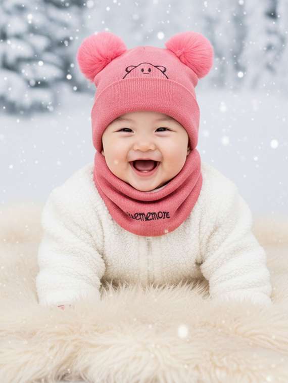 kids woolen cap with neck scarf set - 22281141 -  Standard Image - 3