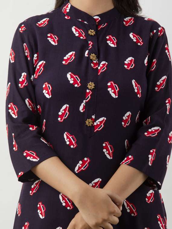 women printed three quarter sleeve kurta sharara set - 22281158 -  Standard Image - 5