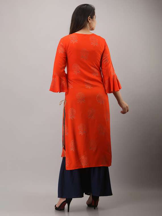 women printed bell sleeve kurta sharara set - 22281161 -  Standard Image - 3