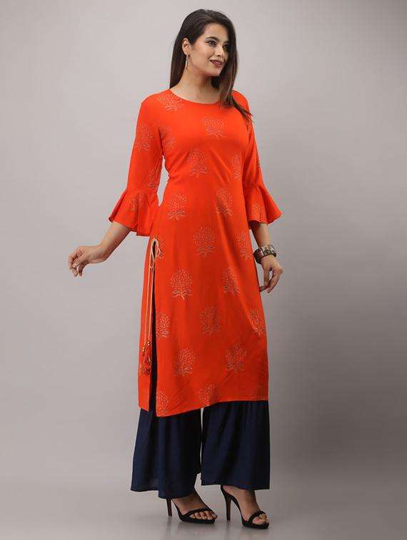 women printed bell sleeve kurta sharara set - 22281161 -  Standard Image - 3