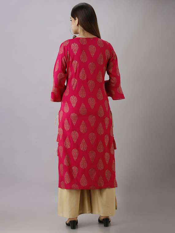 women foil printed bell sleeve kurta sharara set - 22281162 -  Standard Image - 3