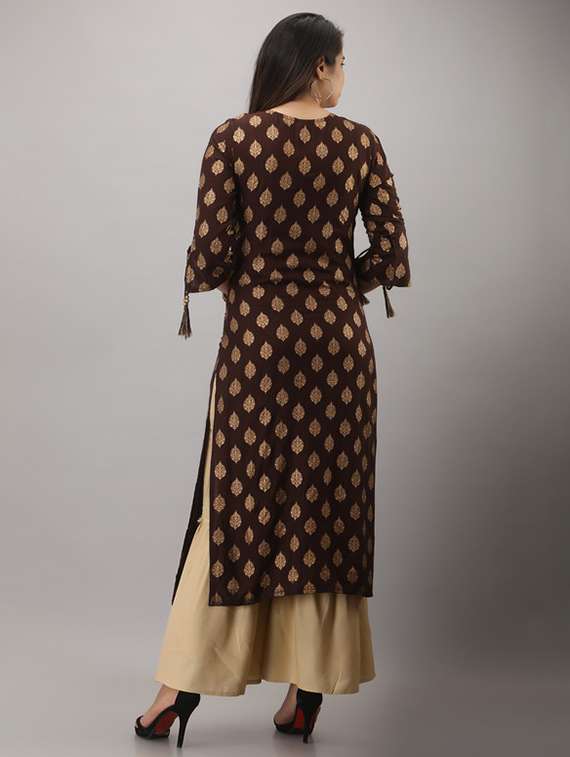 women printed three quarter sleeve kurta sharara set - 22281163 -  Standard Image - 3