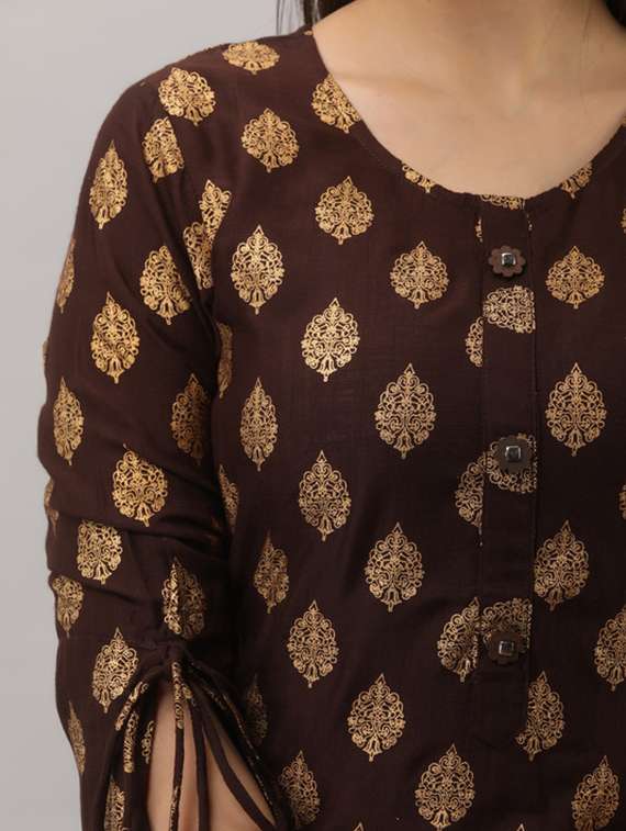 women printed three quarter sleeve kurta sharara set - 22281163 -  Standard Image - 5