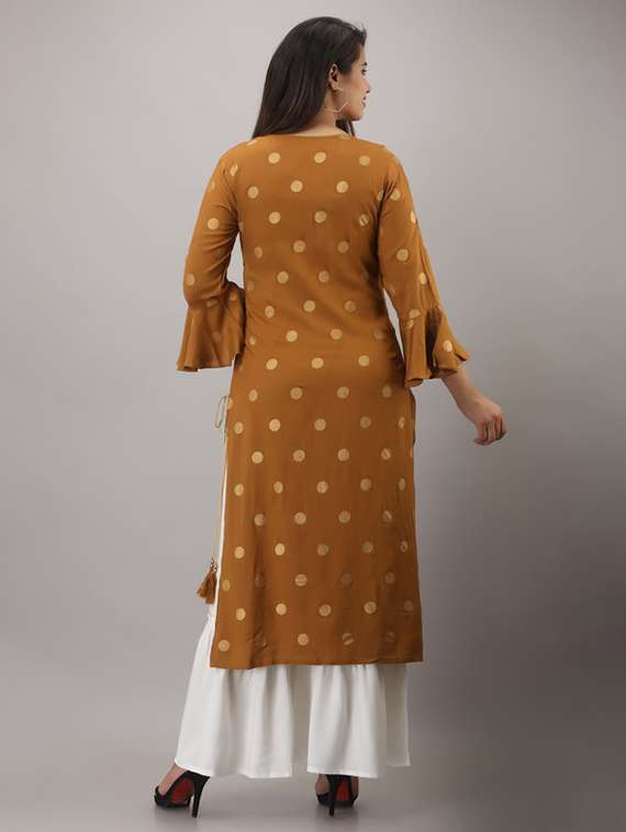 women foil printed bell sleeve kurta sharara set - 22281164 -  Standard Image - 3