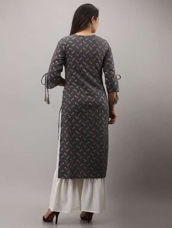 women printed three quarter sleeve kurta sharara set - 22281166 -  Standard Image - 3