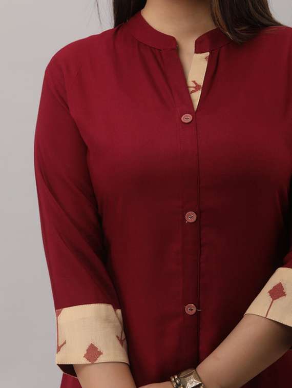 women solid three quarter sleeve kurta pant set - 22281167 -  Standard Image - 5