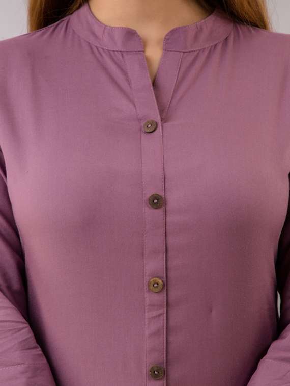 women solid three quarter sleeve kurta pant set - 22281170 -  Standard Image - 5