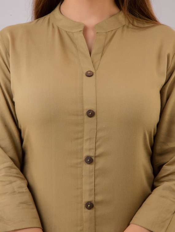 women solid three quarter sleeve kurta pant set - 22281171 -  Standard Image - 5