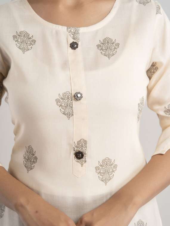 women printed three quarter sleeve straight kurta - 22281173 -  Standard Image - 5