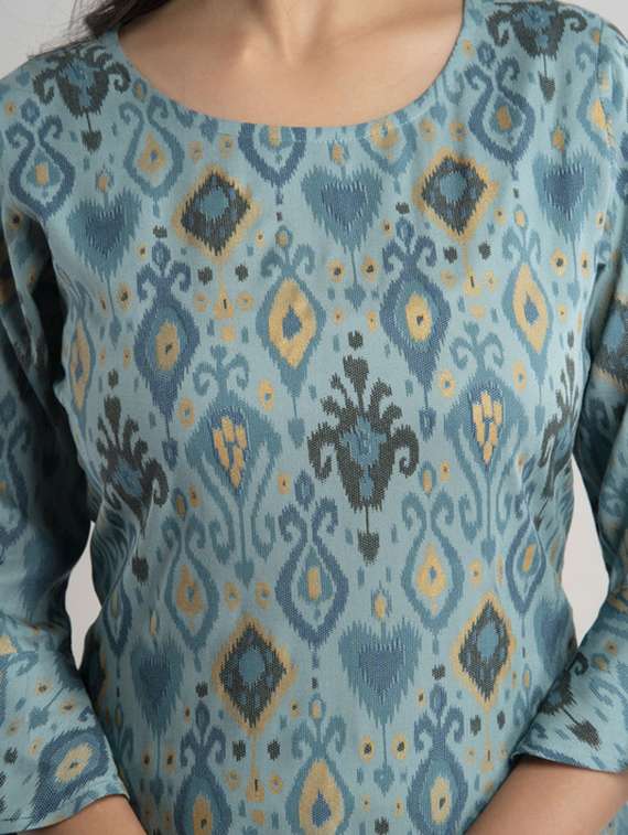 women printed bell sleeve straight kurta - 22281174 -  Standard Image - 5