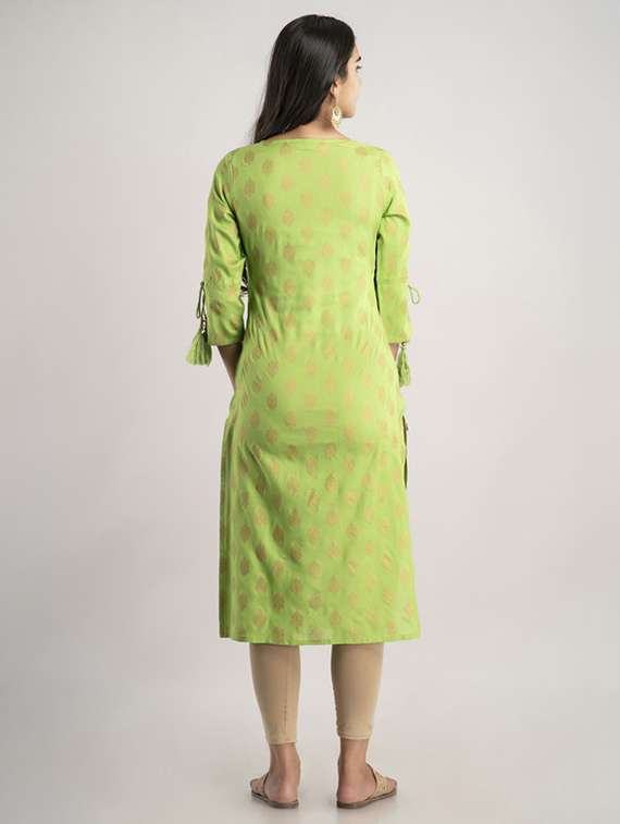 women printed bell sleeve straight kurta - 22281176 -  Standard Image - 3