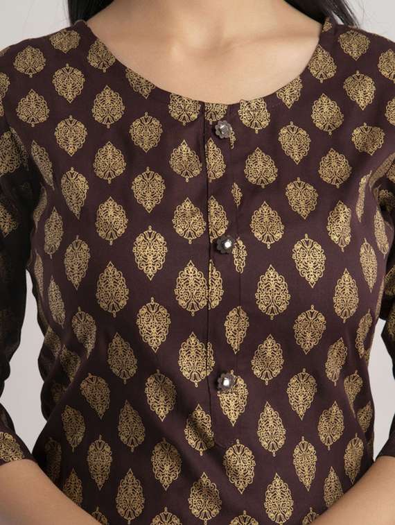 women printed bell sleeve straight kurta - 22281180 -  Standard Image - 5