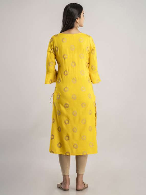 women printed bell sleeve straight kurta - 22281182 -  Standard Image - 3