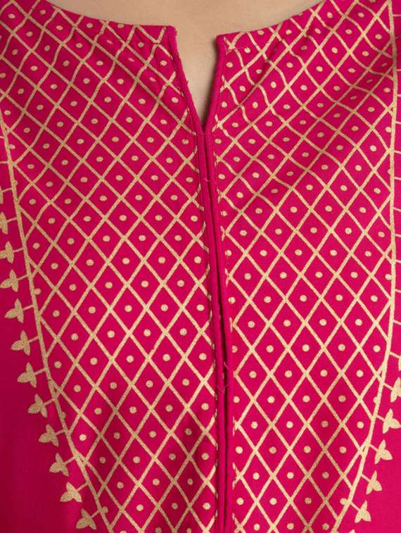 women printed three quarter sleeve straight kurta - 22281184 -  Standard Image - 5