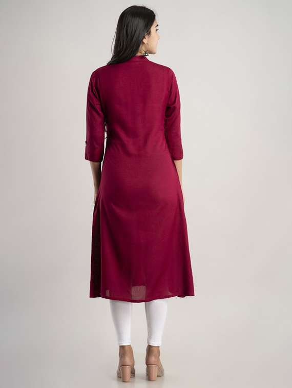 women three quarter sleeve straight kurta - 22281186 -  Standard Image - 3